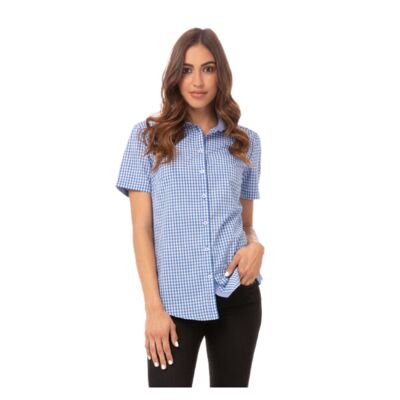Womens Modern Gingham Short Sleeve Dress Shirt Thumbnail