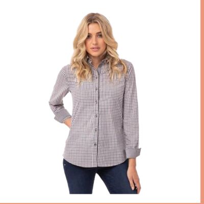 Womens Modern Gingham Long Sleeve Dress Shirt Thumbnail