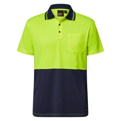 Mens Hi Vis Light Weight Short Sleeve Micromesh Polo with Pocket Thumbnail