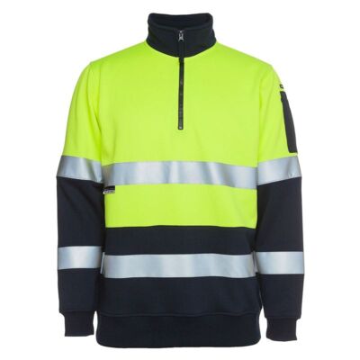 Mens Hi Vis Half Zip (D+N) Fleecy Sweat Thumbnail
