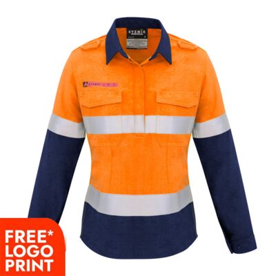 Womens FR Closed Front Hooped Taped Spliced Shirt Thumbnail