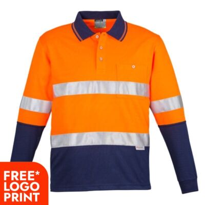 Mens Hi Vis Spliced Polo - Long Sleeve Hoop Taped Thumbnail
