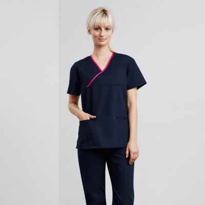 Womens Contrast Crossover Scrubs Top  Thumbnail
