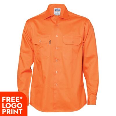 Mens Cotton Drill Work Long Sleeve Shirt Thumbnail