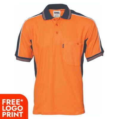 Mens Poly Cotton Contrast Panel Polo Thumbnail